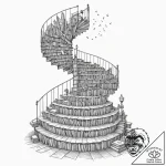 Tattoo design, a staircase spiraling up into… – tattoo sketch (№1751483383_0, 02.07.2025 19:09) — tattoovalue.net