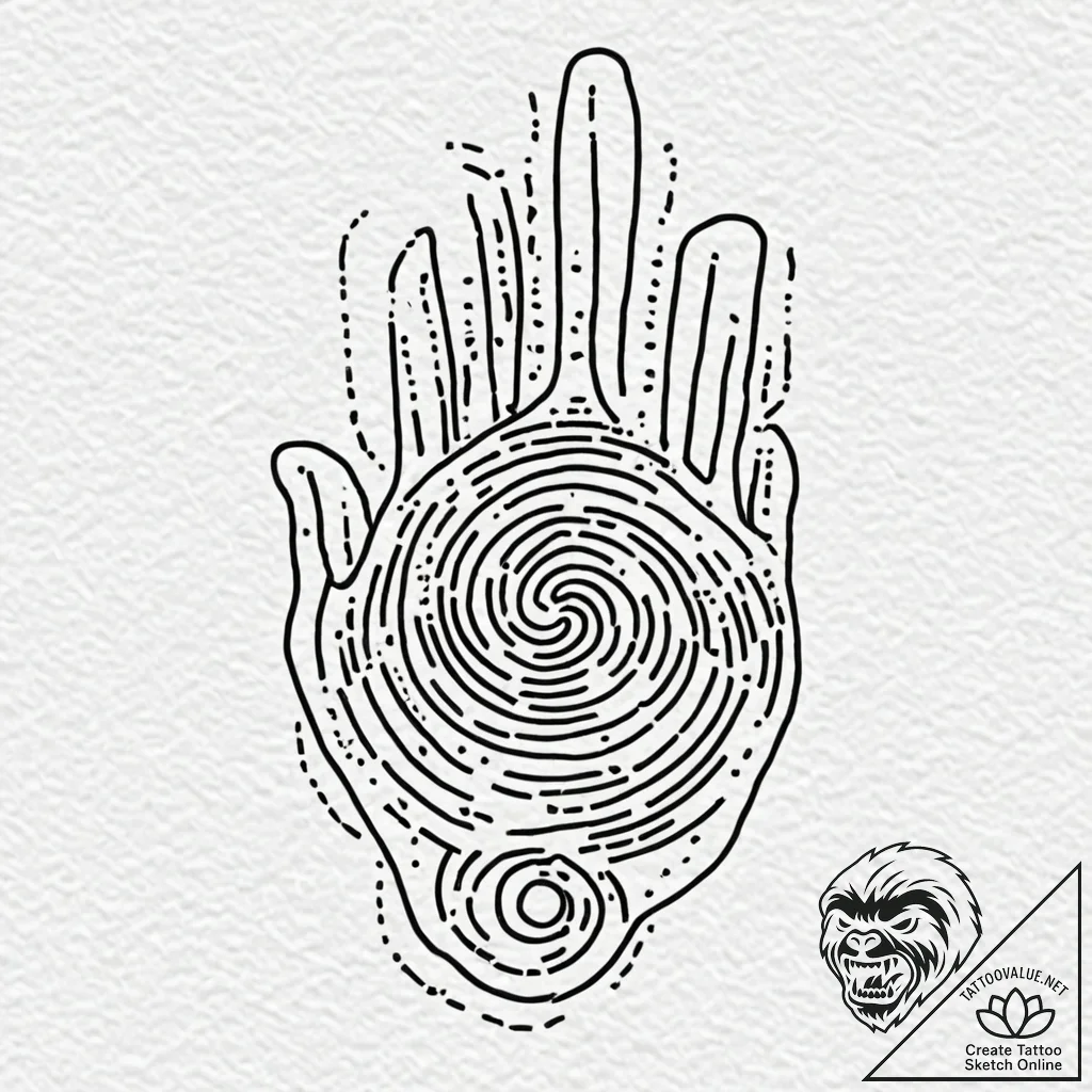 Tattoo design, a human fingerprint, the lines... - tattoo sketch (№1751483786_0, 02.07.2025 19:16) — tattoovalue.net