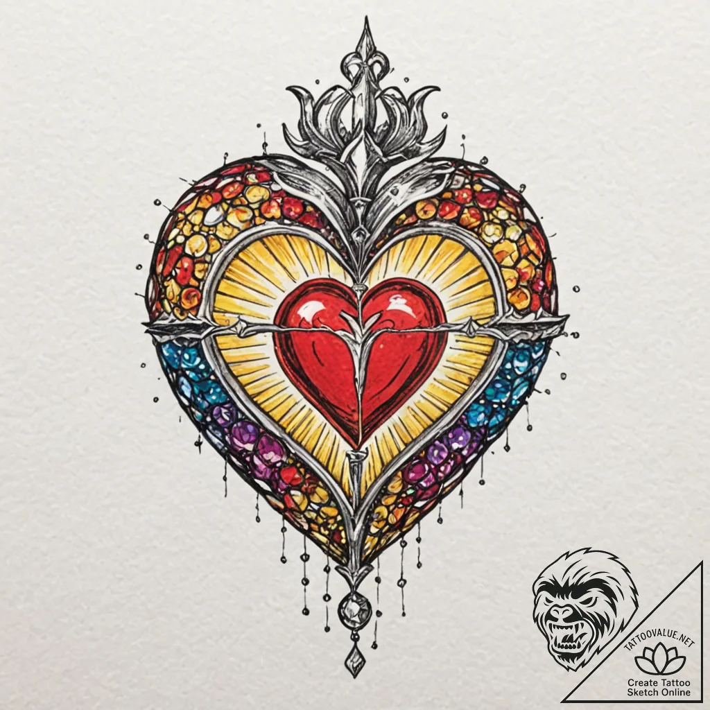 Tattoo design, a sacred heart, but it is a di... - tattoo sketch (№1751484453_0, 02.07.2025 19:27) — tattoovalue.net