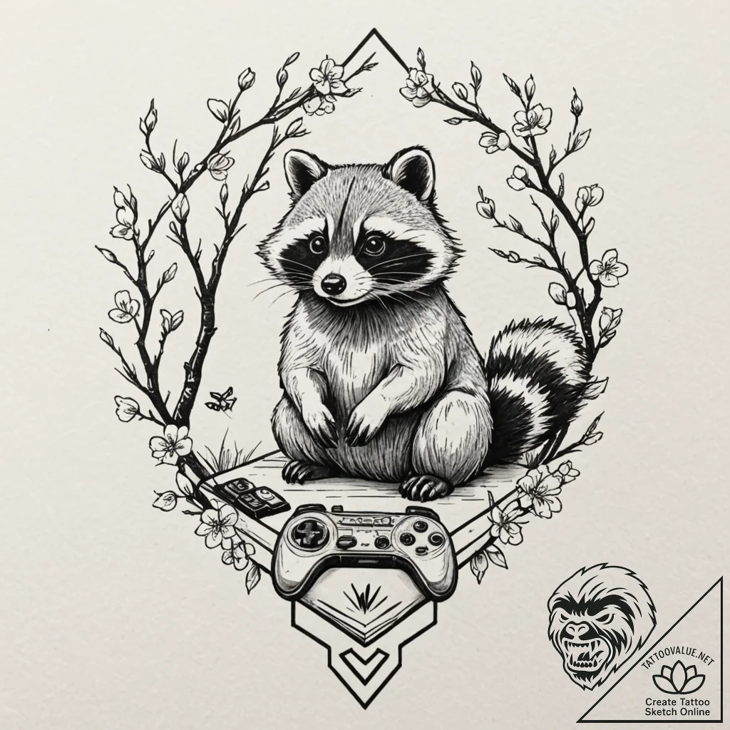 Tattoo design, a tanuki (raccoon dog spirit)... - tattoo sketch (№1751484616_0, 02.07.2025 19:30) — tattoovalue.net