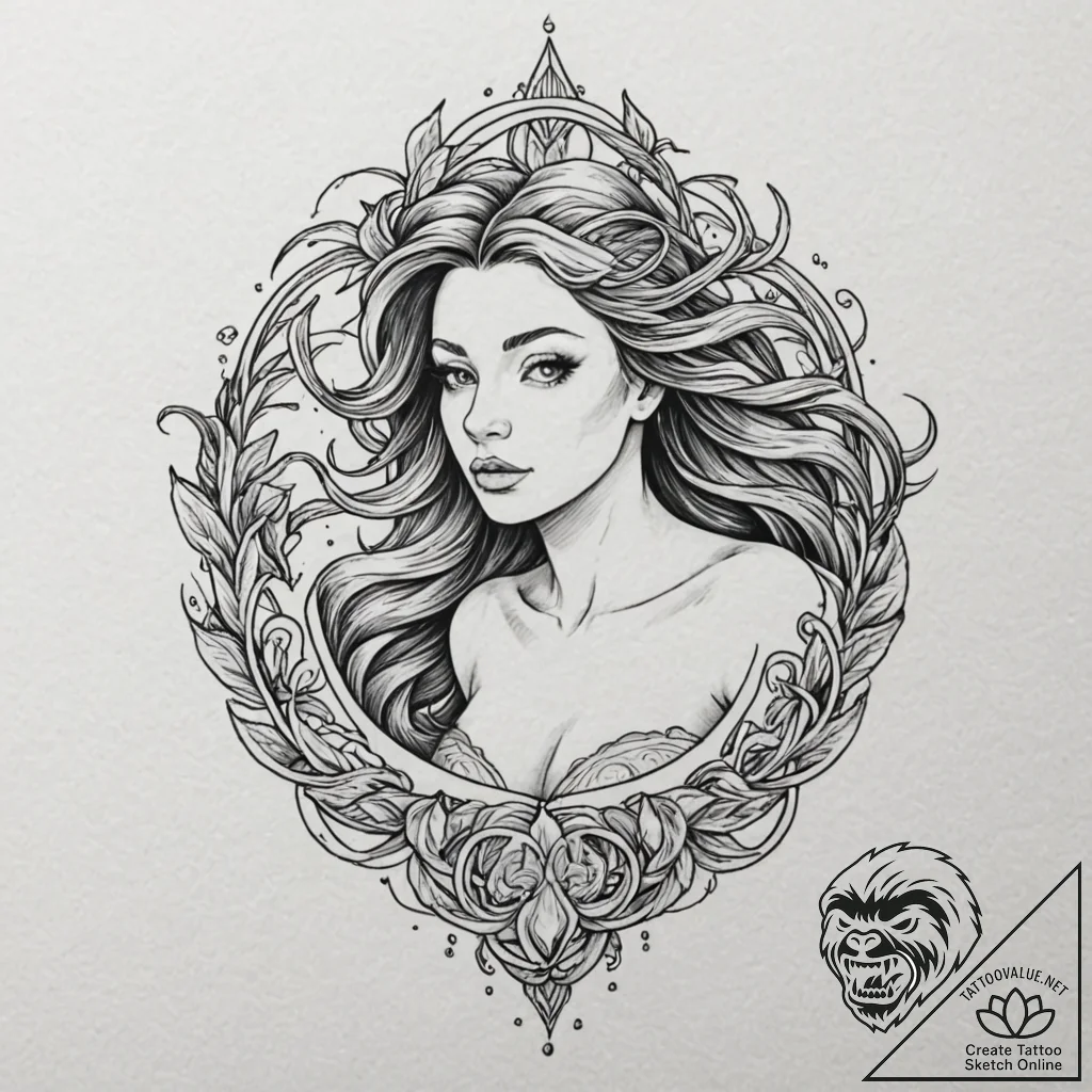 Tattoo design, a mythological siren, her song... - tattoo sketch (№1751484699_0, 02.07.2025 19:31) — tattoovalue.net
