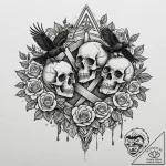 Tattoo sketch — three blind crows devouring a… – tattoo sketch (№1751485108_0, 02.07.2025 19:38) — tattoovalue.net