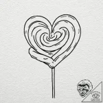 Tattoo design, handpoke style, a heart-shaped… – tattoo sketch (№1751485599_0, 02.07.2025 19:46) — tattoovalue.net