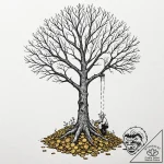 Tattoo design, a person watering a dead tree… – tattoo sketch (№1751485681_0, 02.07.2025 19:48) — tattoovalue.net