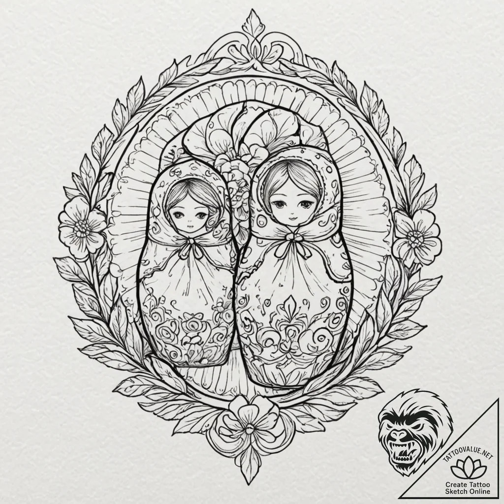 Tattoo design, a matryoshka doll, each smalle... - tattoo sketch (№1751486171_0, 02.07.2025 19:56) — tattoovalue.net