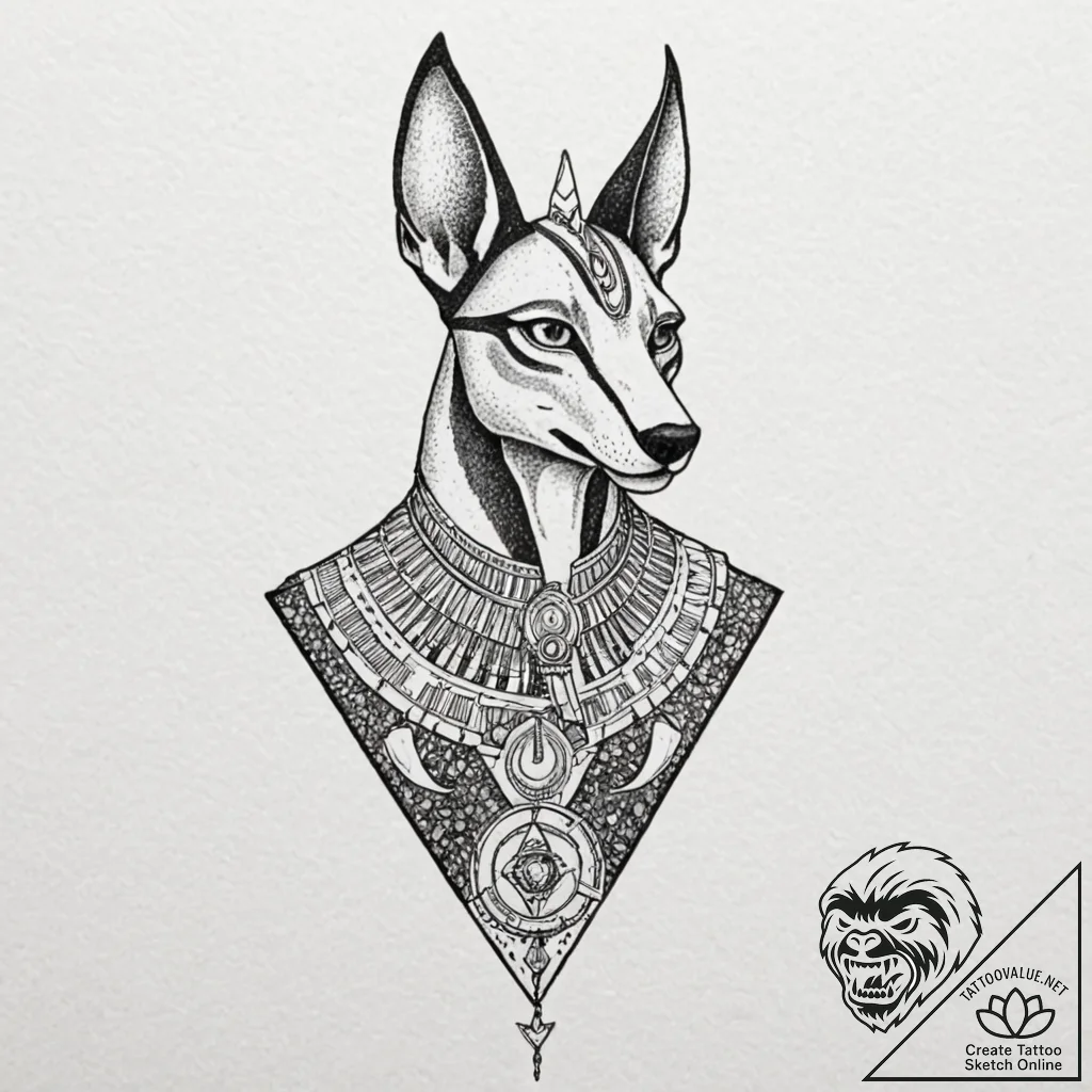 Tattoo design, anubis, the egyptian god of th... - tattoo sketch (№1751486253_0, 02.07.2025 19:57) — tattoovalue.net