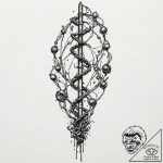 Tattoo design, a dna helix, one strand organi… – tattoo sketch (№1751486417_0, 02.07.2025 20:00) — tattoovalue.net