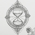 Tattoo design, a shattered hourglass, the san… – tattoo sketch (№1751487319_0, 02.07.2025 20:15) — tattoovalue.net