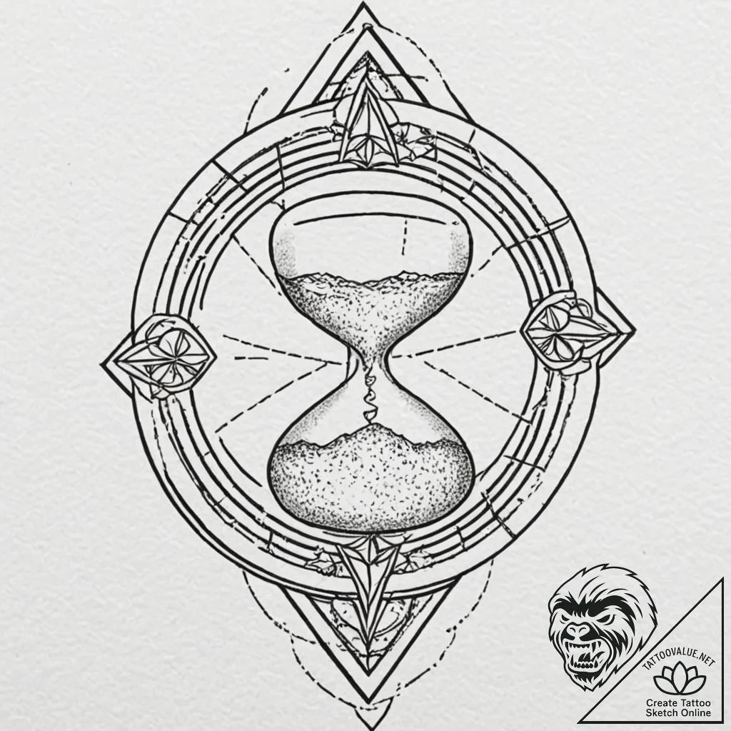 Tattoo design, a shattered hourglass, the san... - tattoo sketch (№1751487319_0, 02.07.2025 20:15) — tattoovalue.net