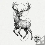Tattoo sketch of a rune-covered deer walking… – tattoo sketch (№1751487808_0, 02.07.2025 20:23) — tattoovalue.net