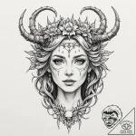 Tattoo design, goddess freya’s face, half bea… – tattoo sketch (№1751488134_0, 02.07.2025 20:28) — tattoovalue.net