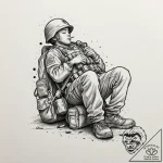 Tattoo design, a soldier asleep, using their… – tattoo sketch (№1751488296_0, 02.07.2025 20:31) — tattoovalue.net