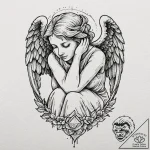 Tattoo design, a weeping angel statue, but it… – tattoo sketch (№1751488378_0, 02.07.2025 20:32) — tattoovalue.net