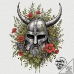 Tattoo design, a viking warrior’s helmet, ove… – tattoo sketch (№1751488790_0, 02.07.2025 20:39) — tattoovalue.net