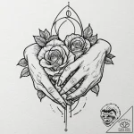 Tattoo design, handpoke style, two hands maki… – tattoo sketch (№1751489129_0, 02.07.2025 20:45) — tattoovalue.net