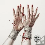 Tattoo design, a medic’s hands, covered in di… – tattoo sketch (№1751489210_0, 02.07.2025 20:46) — tattoovalue.net