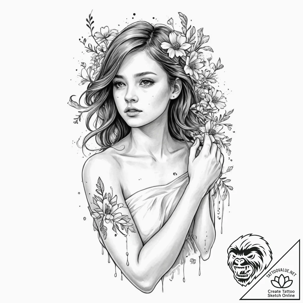 Tattoo sleeve design, memory wipe, a girl's f... - tattoo sketch (№1751489629_0, 02.07.2025 20:53) — tattoovalue.net