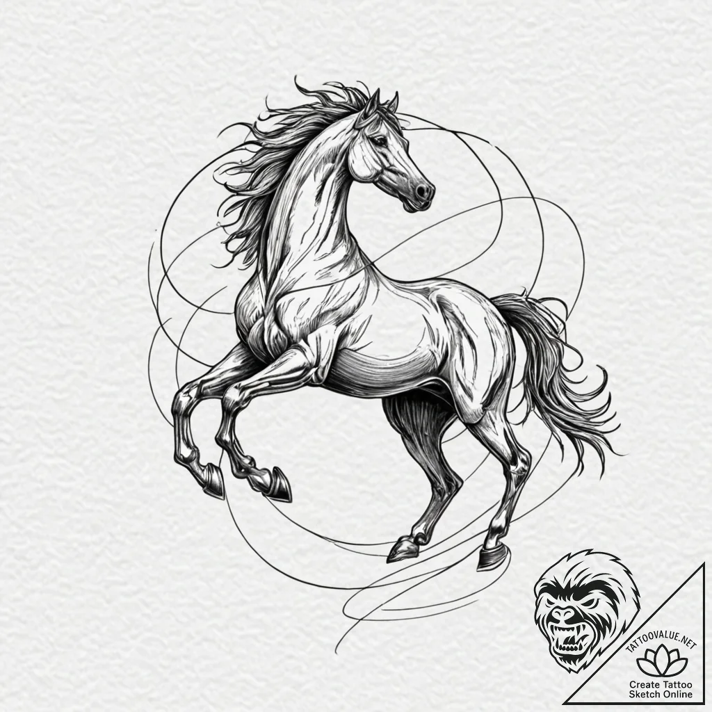 Tattoo design, sleipnir in motion, his legs c... - tattoo sketch (№1751489710_0, 02.07.2025 20:55) — tattoovalue.net