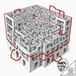 Tattoo design, a maze, where the walls are ma… – tattoo sketch (№1751489793_0, 02.07.2025 20:56) — tattoovalue.net