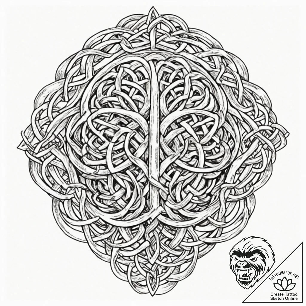 Tattoo design, norse knotwork forming an anat... - tattoo sketch (№1751489873_0, 02.07.2025 20:57) — tattoovalue.net