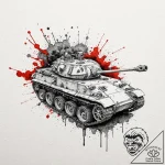 Tattoo design, the ghost of a destroyed tank,… – tattoo sketch (№1751490202_0, 02.07.2025 21:03) — tattoovalue.net