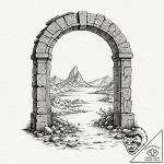 Tattoo design, a doorway standing alone in a… – tattoo sketch (№1751490870_0, 02.07.2025 21:14) — tattoovalue.net