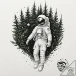 Tattoo design, an astronaut floating in space… – tattoo sketch (№1751490952_0, 02.07.2025 21:15) — tattoovalue.net