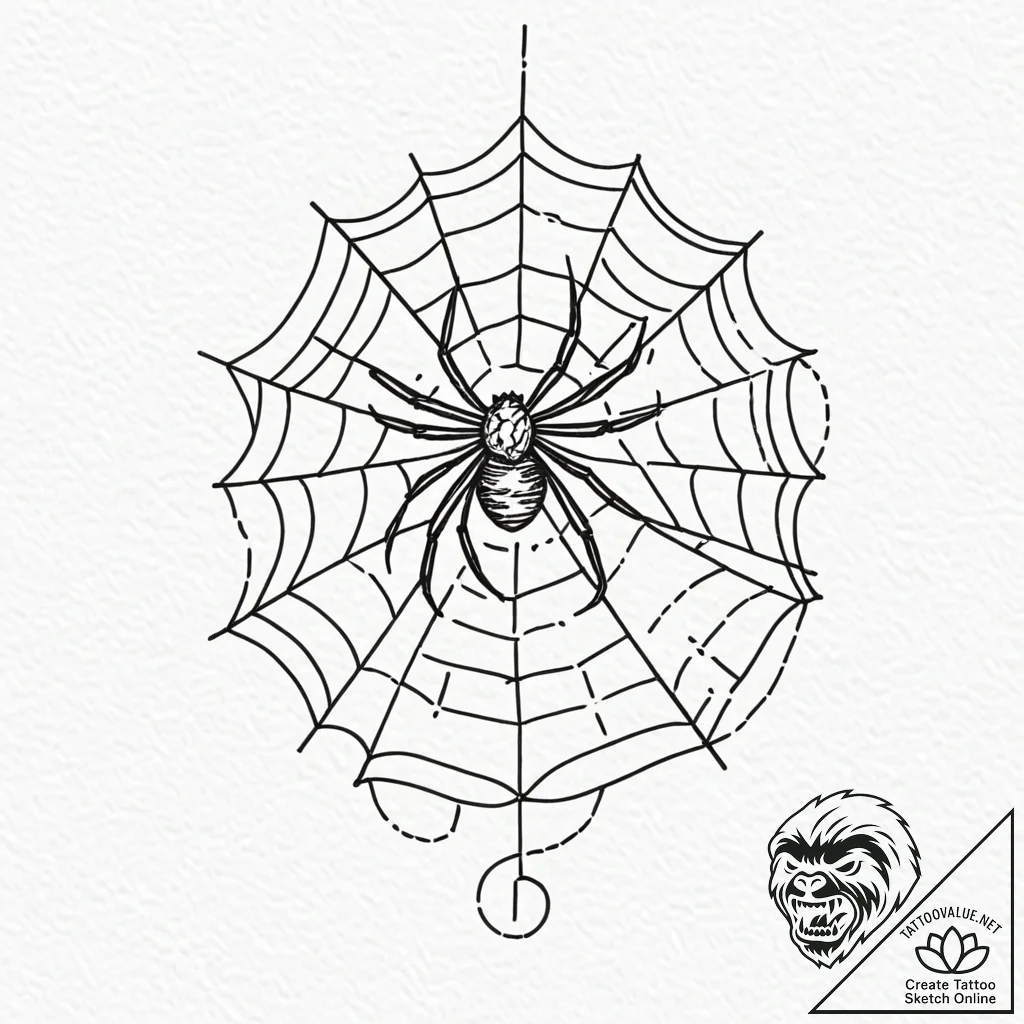 Tattoo design, a spiderweb in a corner, with... - tattoo sketch (№1751491526_0, 02.07.2025 21:25) — tattoovalue.net