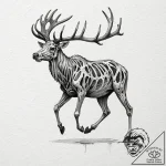 Tattoo sketch — reindeer skeleton turning int… – tattoo sketch (№1751491775_0, 02.07.2025 21:29) — tattoovalue.net