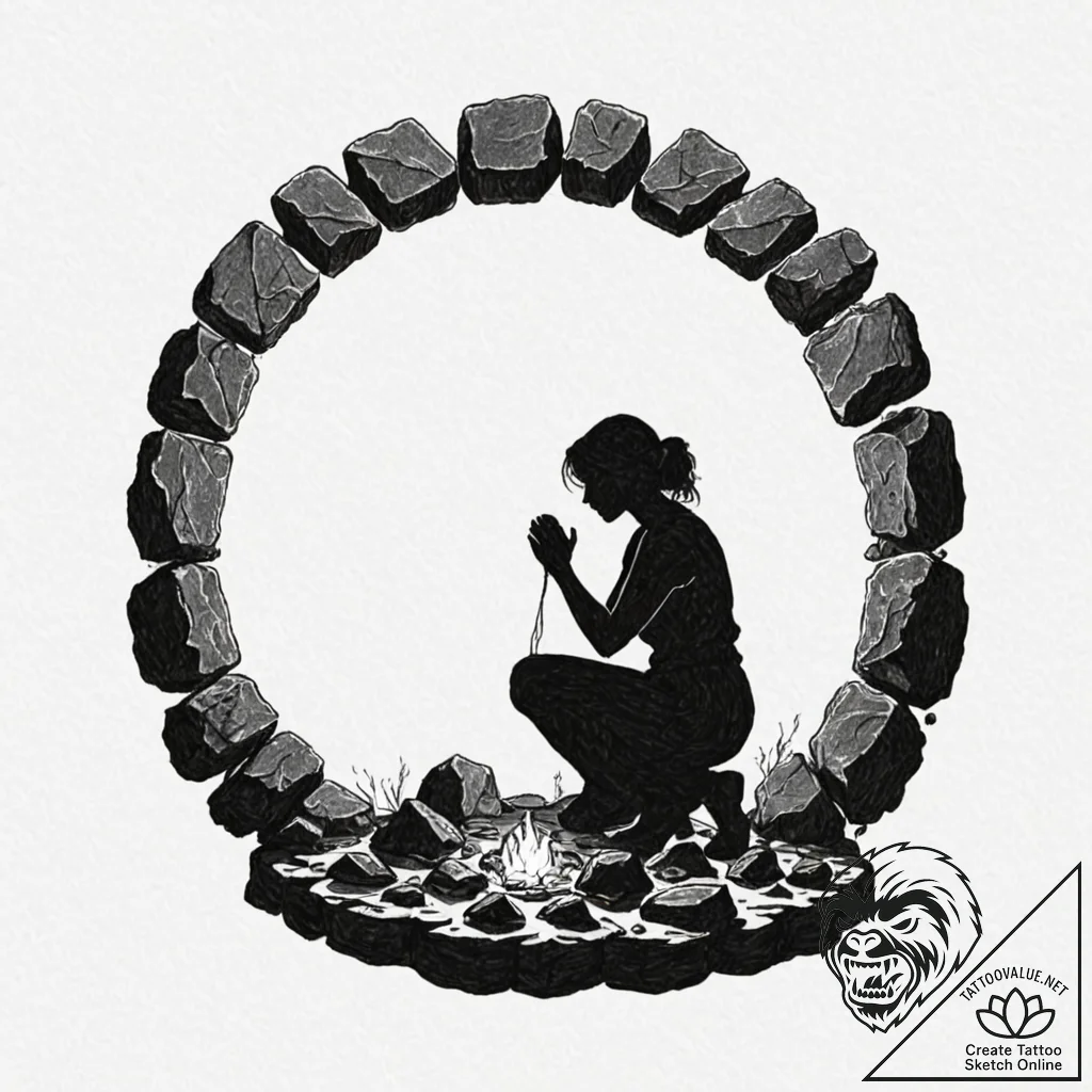 Tattoo sketch — a frost-bitten silhouette kne... - tattoo sketch (№1751491940_0, 02.07.2025 21:32) — tattoovalue.net