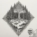 Tattoo design, drone’s view of a forest, but… – tattoo sketch (№1751492357_0, 02.07.2025 21:39) — tattoovalue.net