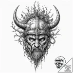 Tattoo sketch of a broken viking helmet with… – tattoo sketch (№1751492601_0, 02.07.2025 21:43) — tattoovalue.net