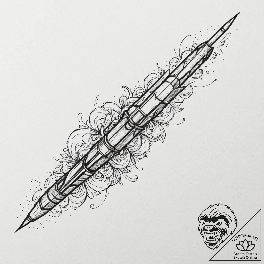 Tattoo design, a javelin missile in flight, m... - tattoo sketch (№1751492844_0, 02.07.2025 21:47) — tattoovalue.net