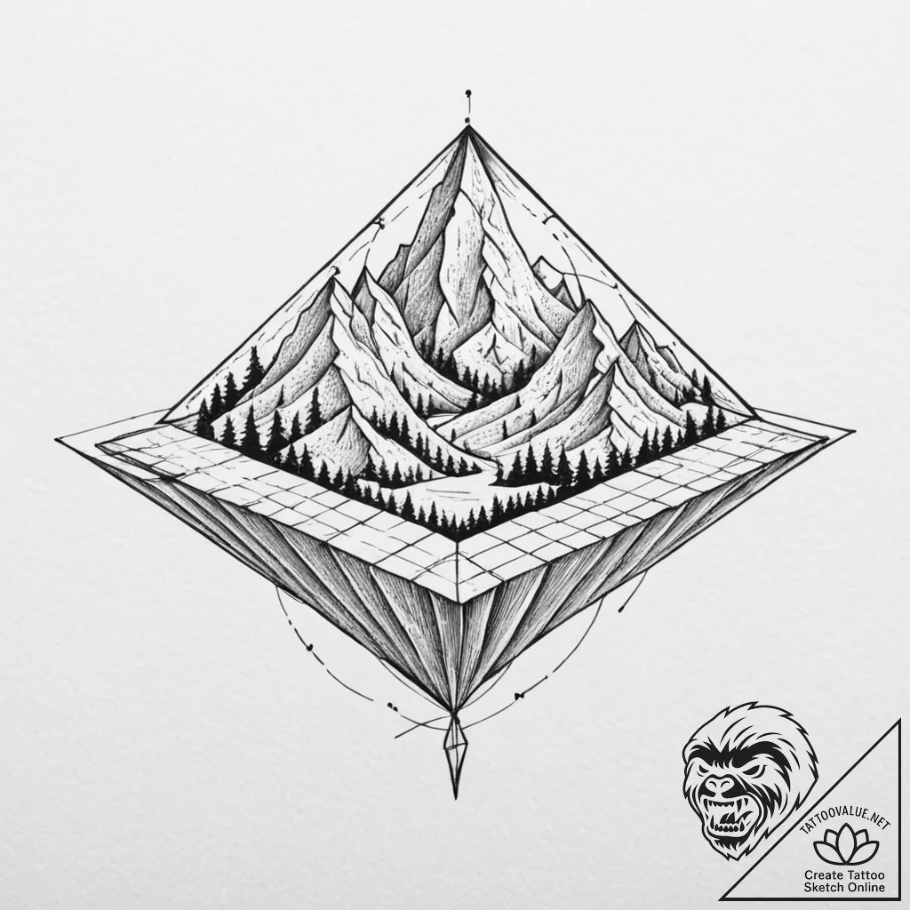 Tattoo design, a map being folded into an imp... - tattoo sketch (№1751493347_0, 02.07.2025 21:55) — tattoovalue.net