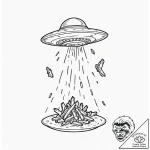 Tattoo design, a tiny ufo abducting a single… – tattoo sketch (№1751493427_0, 02.07.2025 21:57) — tattoovalue.net