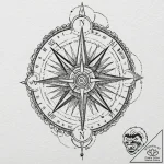 Tattoo design, a compass that doesn’t point n… – tattoo sketch (№1751493753_0, 02.07.2025 22:02) — tattoovalue.net