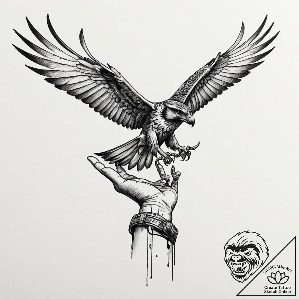 Tattoo design, a hand releasing a small recon... - tattoo sketch (№1751493915_0, 02.07.2025 22:05) — tattoovalue.net