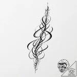 Tattoo design, a spine tattoo made of abstrac… – tattoo sketch (№1751494239_0, 02.07.2025 22:10) — tattoovalue.net