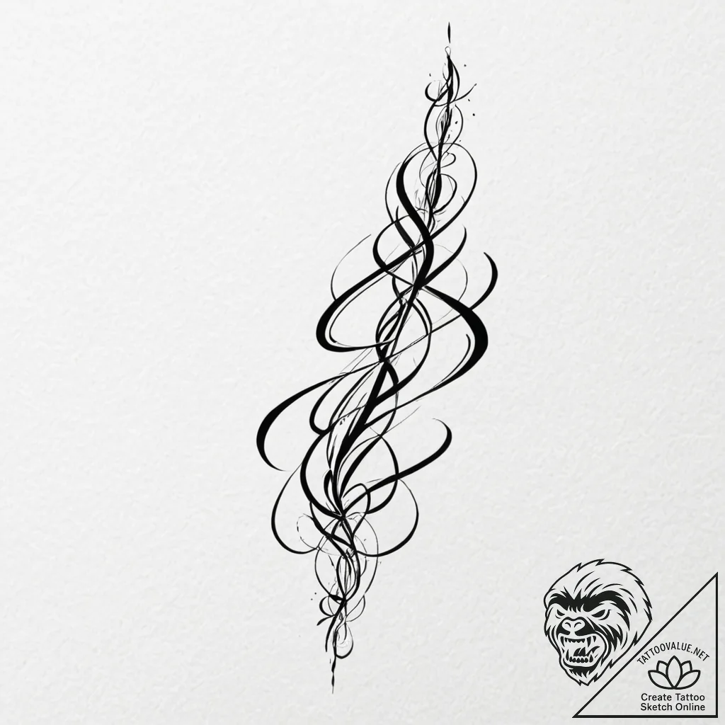 Tattoo design, a spine tattoo made of abstrac... - tattoo sketch (№1751494239_0, 02.07.2025 22:10) — tattoovalue.net