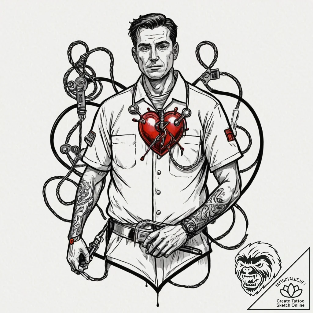 Tattoo sleeve design, black market surgeon, a... - tattoo sketch (№1751494320_0, 02.07.2025 22:12) — tattoovalue.net