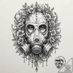 Tattoo design, a gas mask, overgrown with int… – tattoo sketch (№1751494402_0, 02.07.2025 22:13) — tattoovalue.net