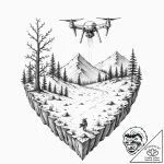 Tattoo design, a drone carrying a single sapl… – tattoo sketch (№1751494729_0, 02.07.2025 22:18) — tattoovalue.net