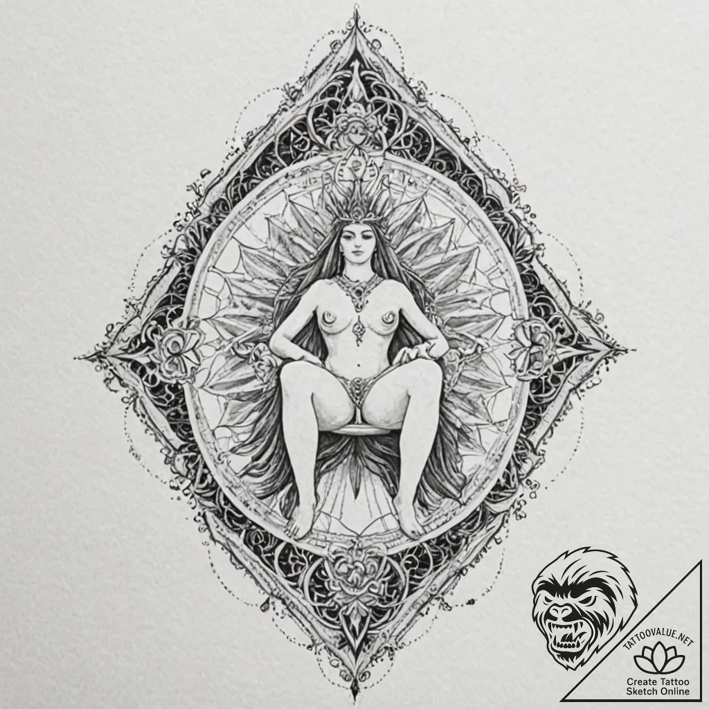 Tattoo design, a massive, ornate throne, comp... - tattoo sketch (№1751495300_0, 02.07.2025 22:28) — tattoovalue.net