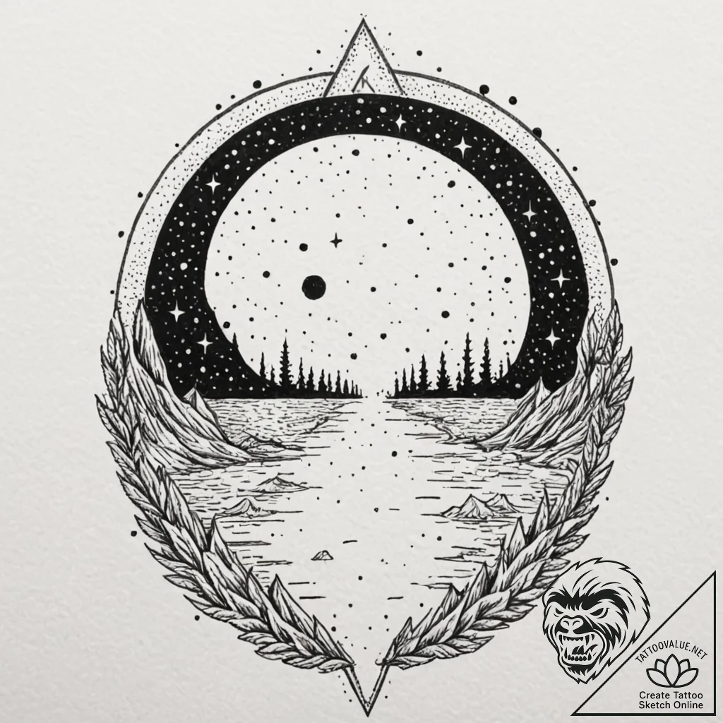 Tattoo design, a doorway standing alone on a... - tattoo sketch (№1751495382_0, 02.07.2025 22:29) — tattoovalue.net