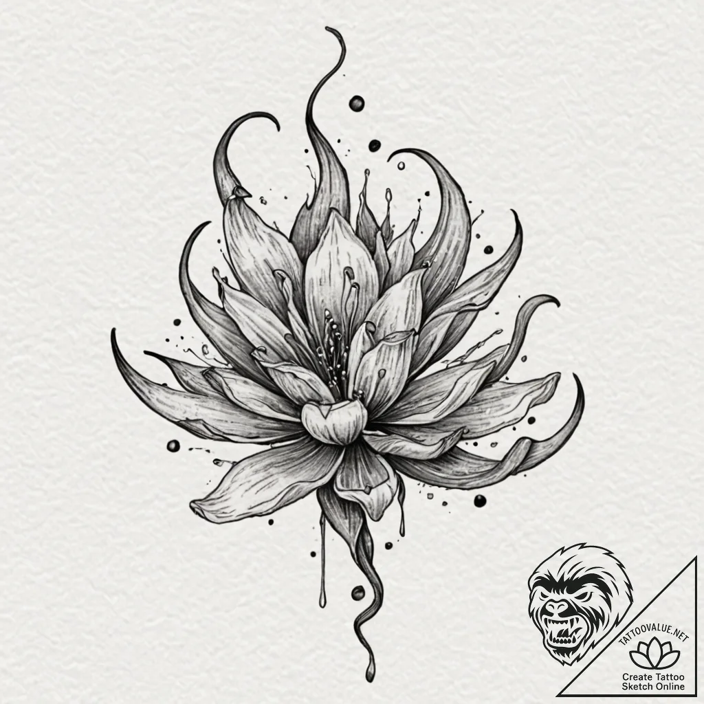 базовая структура промпта:, tattoo line art,... - tattoo sketch (№1751495638_0, 02.07.2025 22:33) — tattoovalue.net