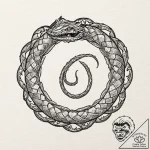 Tattoo design, an ouroboros serpent, but it’s… – tattoo sketch (№1751496452_0, 02.07.2025 22:47) — tattoovalue.net
