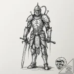 Tattoo design, a knight in full armor, but th… – tattoo sketch (№1751496871_0, 02.07.2025 22:54) — tattoovalue.net