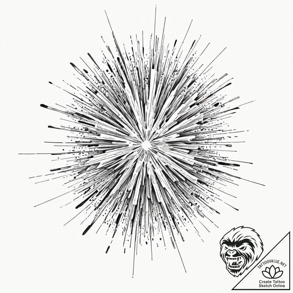 Tattoo design, the soundwave of an explosion,... - tattoo sketch (№1751497193_0, 02.07.2025 22:59) — tattoovalue.net