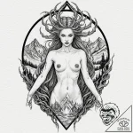 Tattoo design, goddess hel, her body splittin… – tattoo sketch (№1751497939_0, 02.07.2025 23:12) — tattoovalue.net