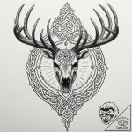 Tattoo design, skull of the deer eikthyrnir,… – tattoo sketch (№1751498767_0, 02.07.2025 23:26) — tattoovalue.net